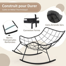 Load image into Gallery viewer, Chaise à Bascule d'Intérieur et d'Extérieur Chaise Papasan Surdimensionnée avec Coussin Rembourré &amp; Cadre en Métal Capacité 205 Kg Gris -