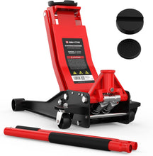 Load image into Gallery viewer, Cric hydraulique 3T - Hauteur de Levage Plate : 75-505 mm - avec 2 Supports en Caoutchouc - Cric hydraulique Professionnel - roulettes de Levage à 360°, GTWH3000