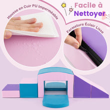 Load image into Gallery viewer, 6 Blocs d橢scalade en Mousse Jeu d橢scalade pour Tout-Petits Jeu d橝ctivit d橢scalade Color Tunnel Escaliers et Rampe pour 12+ Mois Color/Bleu/Violet -