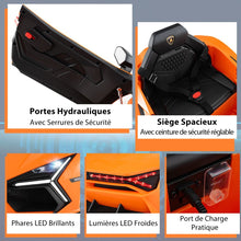Load image into Gallery viewer, Voiture Electrique 12V pour Enfants Sous Licence Revuelto Télécommande Portes Hydrauliques pour 37-95 Mois Gris/Orange -