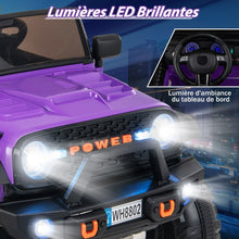Load image into Gallery viewer, Voiture lectrique 24v pour Enfants 2 Places Tlcommande Musique Histoire Klaxon Usb Fonction de Dmarrage Lent Suspensions  Ressort Blanc/Noir/Rose/Violet -