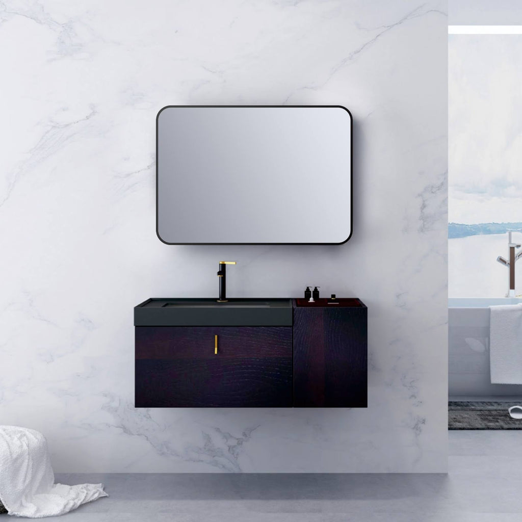 ELLO&ALLO 24 in. W x 36 in. H Rectangular Aluminum Framed Wall Mount Bathroom Vanity Mirror in Black