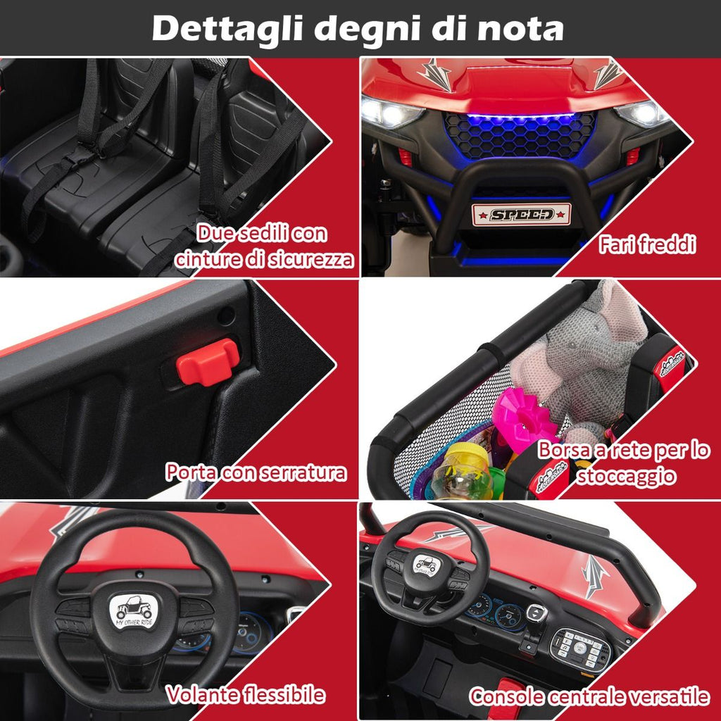 Voiture lectrique Enfant 12 V Tlcommande pour 3-8 Ans 2 Vitesses Ressort de Suspension Charge 59KG 118x74x71CM Noir/Rose/Rouge -