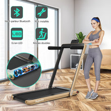 Load image into Gallery viewer, 2 en 1 Tapis de Course Electrique Pliable 1 à 12 Km/H avec Haut-parleur Bluetooth Télécommande Moteur 0,75HP Vert/Blanc/Noir/Rouge/Or/Noir et Argenté/Bleu -