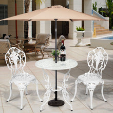 Load image into Gallery viewer, Ensemble Table et 2 Chaises pour Jardin en Aluminium en Forme de Rose Blanc Rsistant aux Intempries -