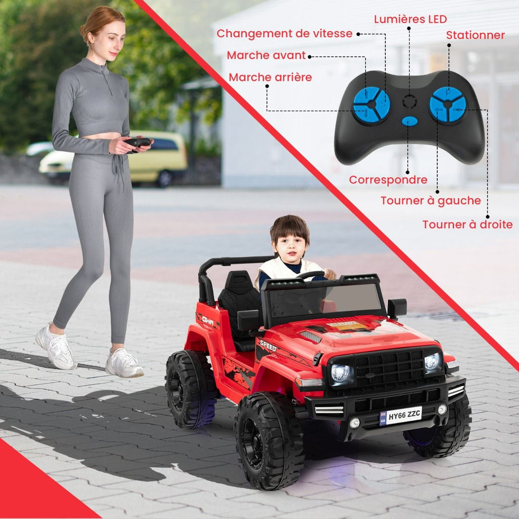 24V Voiture lectrique 2 Places Enfants avec Tlcommande 2,4G Musique LED Dmarrage Lent 2 Vitesses Charge 35kg pour 3-8 Ans+ Rouge/Rose/Vert -