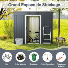 Load image into Gallery viewer, Abri de Jardin Métal 2,4 ㎡ Toit Monopente Cabane de Jardin 2 Portes Coulissantes Verrouillables Fondation 2 Trous d'Aération Gris -