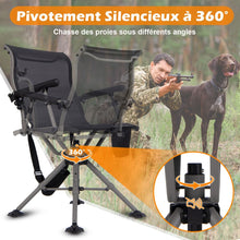 Load image into Gallery viewer, Chaise de Chasse Portable Chaise de Tir avec Siège de Pliable Réglables Rotation à 360° Support de Fusil Réglable Charge 150 kg Noir -