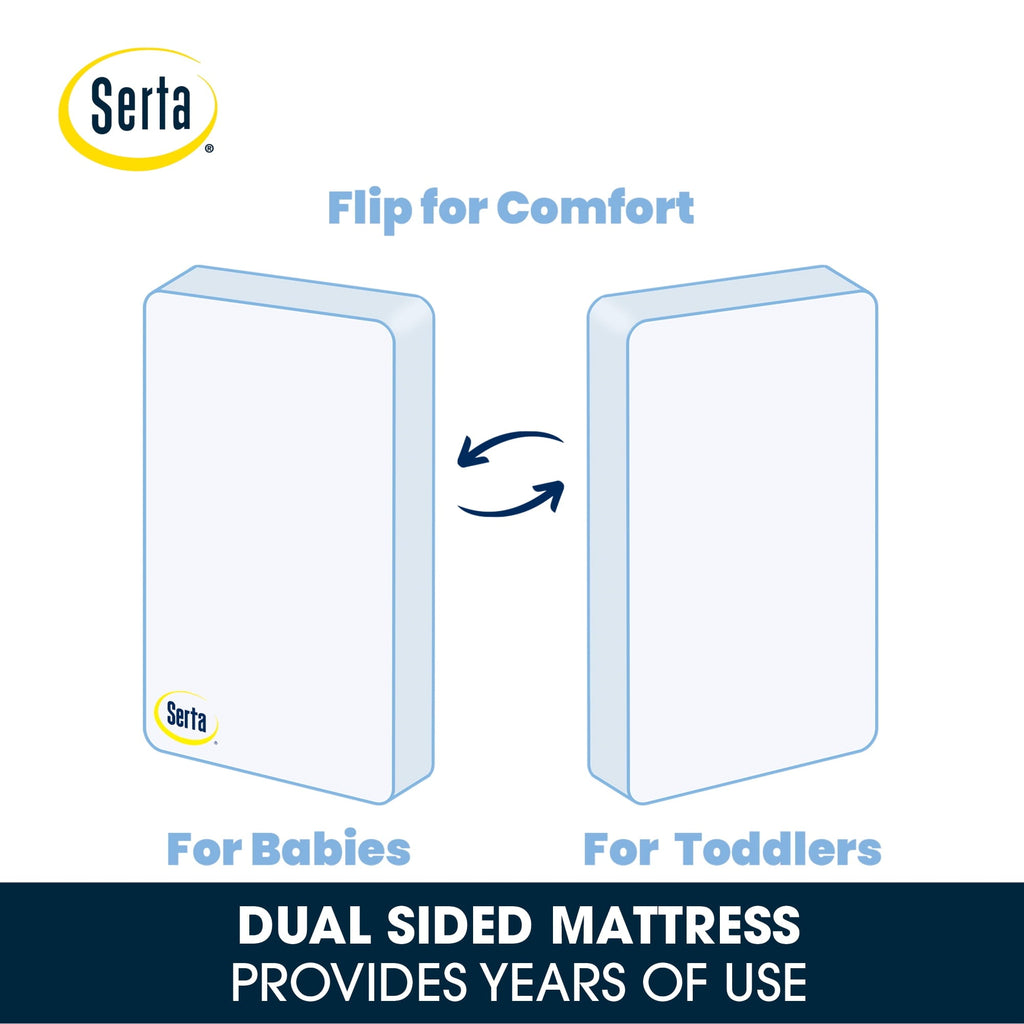 SleepTrue Sparkling Sky 5 Dual-Sided Crib & Toddler Mattress - Sustainably Sourced Fiber Core - Waterproof - Lightweight - GREENGUARD Gold Certified - 5 Year Warranty