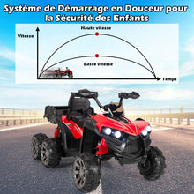Load image into Gallery viewer, 12V Quad Electrique Enfants avec Lumières LED et Musique Véhicule Electrique Enfants avec Démarrage Lent Charge 30kg 129 x 69 x 72 cm Noir/Rouge -