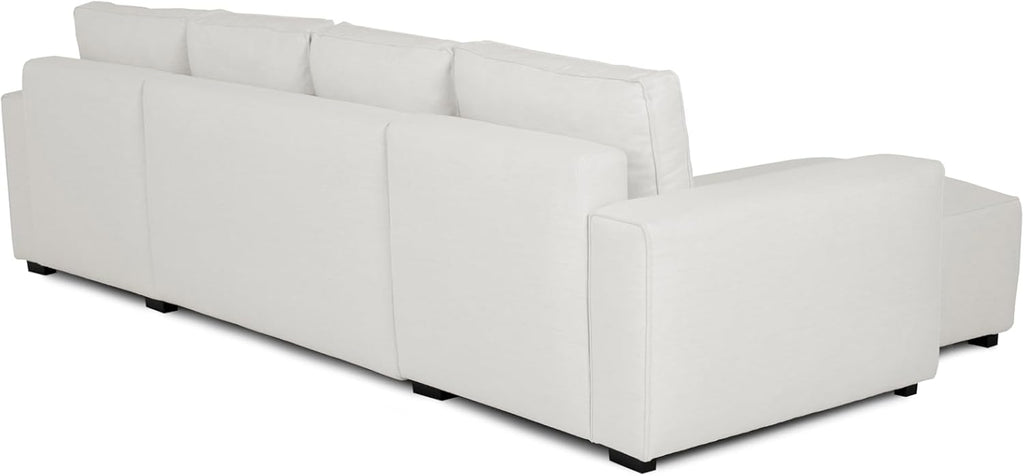 Budwing Jordan Canapé-lit 5 Places – Chaise Longue Panoramique, Confort Premium – Style Contemporain, Tissu 100% Polyester – 317x157x91 cm – Beige Clair