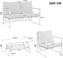 Load image into Gallery viewer, Salon de Jardin,Salon de Jardin 4 Personnes,avec canapé,Table Basse et Coussins,Housse en Tissu déhoussable et Lavable,Noir (Coussins d'assise Inclus)