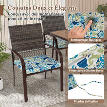 Load image into Gallery viewer, Ensemble de Meubles de Patio 5 Pices Salon de Jardin 4 Fauteuils en Rotin avec Coussins et Table Carre avec Trou pour Parasol -
