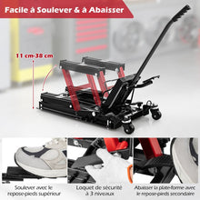 Load image into Gallery viewer, Cric Hydraulique pour Moto Capacité de 680 kg Table Élévatrice Moto Plateforme Réglable en Hauteur sur 3 Niveaux Rouge/Noir -