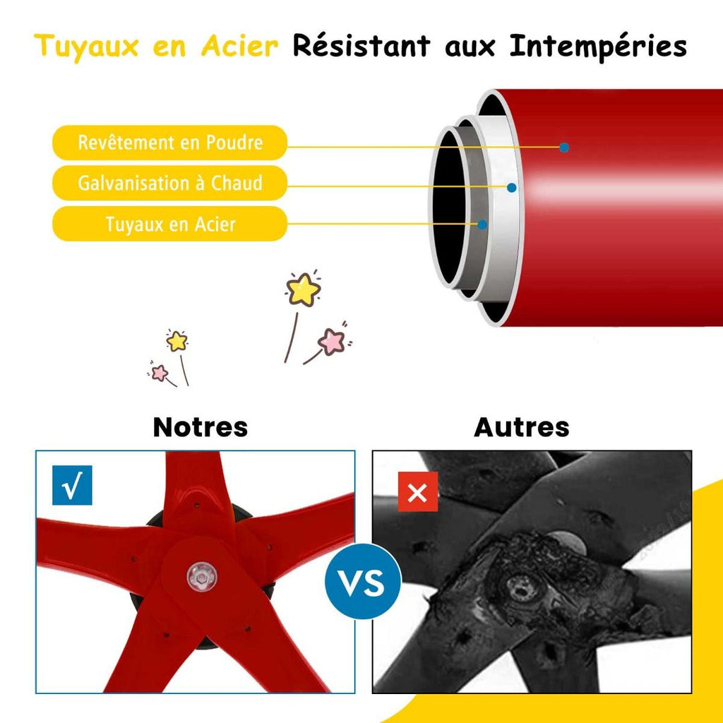 D么me d'Escalade de 305cm avec Balanoire Cage d'Escalade en Mtal Charge Max 363 kg Intrieur Extrieur pour Enfants de 3-10 Ans Jaune/Rouge -