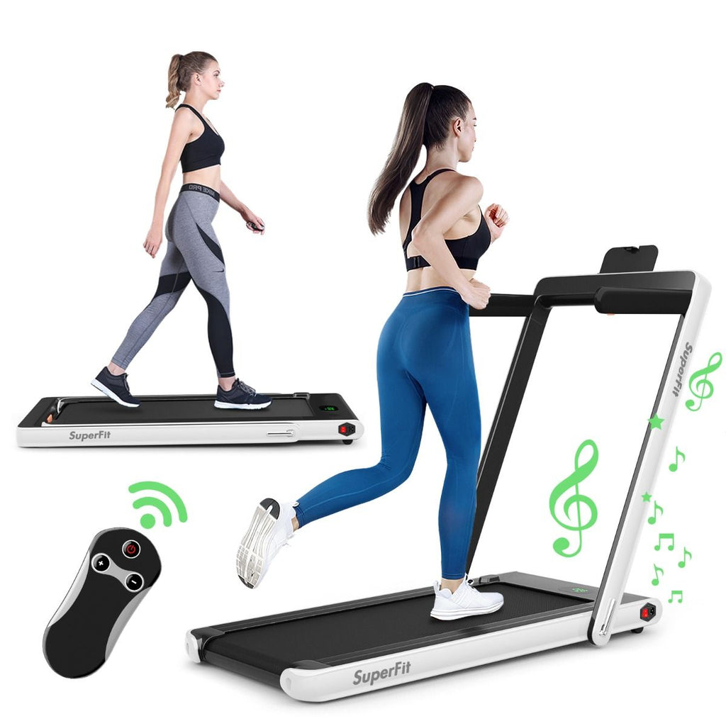 2 en 1 Tapis de Course Electrique Pliable 1  12 Km/H avec Haut-parleur Bluetooth Tlcommande Moteur 0,75HP Vert/Blanc/Noir/Rouge/Or/Noir et Argent/Bleu -