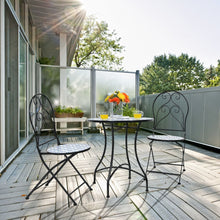 Load image into Gallery viewer, Ensemble Table et 2 Chaises Pliantes de Bistrot 2 Personnes Design Carreaux de Mosaïque Collés sur du Ciment pour Terrasse -