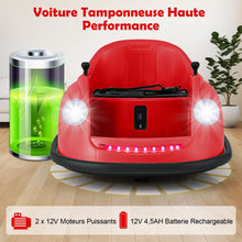 Load image into Gallery viewer, Auto-tamponneuse Electrique 12V pour Enfants Alimentée par Batterie Télécommande Lumières LED Musique pour les 2-5 Ans Rose/Rouge/Bleu -