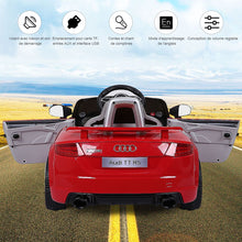 Load image into Gallery viewer, Voiture TTRS Electrique pour Enfants 12V Max. 5 Km/h Double Porte avec Télécommande 2.4G Blanc/Rouge -