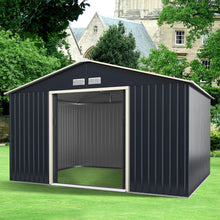 Load image into Gallery viewer, Abri de Jardin en Mtal 8,67 銕340 x 255 x 210 cm avec 2 Portes Coulissantes Verrouillables 4 Trous d橝ration Gris pour Vlo -