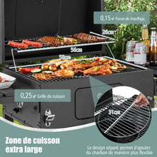 Load image into Gallery viewer, Barbecue  Charbon de Bois Portable avec 2 Tables d'Appoint Noir -
