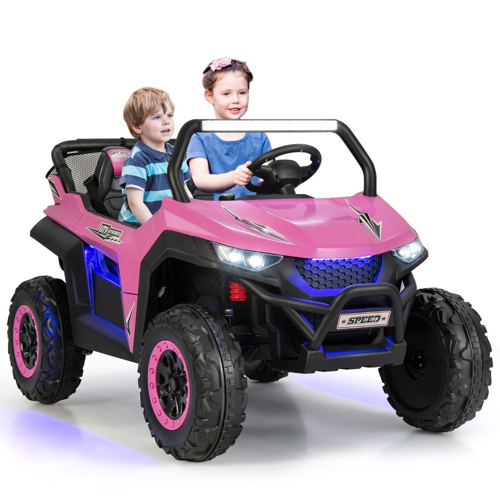 Voiture électrique Enfant 12 V Télécommande pour 3-8 Ans 2 Vitesses Ressort de Suspension Charge 59KG 118x74x71CM Noir/Rose/Rouge -