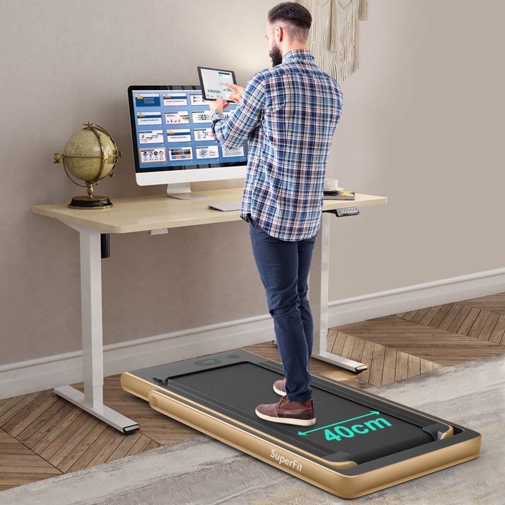 2 en 1 Tapis de Course Electrique Pliable 1 à 12 Km/H avec Haut-parleur Bluetooth Télécommande Moteur 0,75HP Vert/Blanc/Noir/Rouge/Or/Noir et Argenté/Bleu -