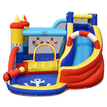 Load image into Gallery viewer, Château Gonflable Style Bateau avec Toboggan Incurvé Zone de Saut Mur d'Escalade avec Gonfleur 450 W -