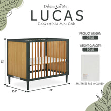 Load image into Gallery viewer, Dream on Me Lucas Mini Modern Crib with Rounded Spindles I Convertible Crib I Mid - Century Meets Modern I Portable Crib