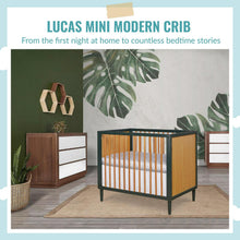 Load image into Gallery viewer, Dream on Me Lucas Mini Modern Crib with Rounded Spindles I Convertible Crib I Mid - Century Meets Modern I Portable Crib