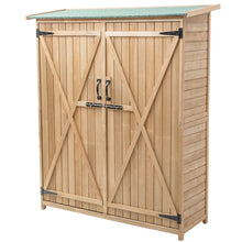 Load image into Gallery viewer, Abri de Jardin en Bois Cabane de Jardin Extérieur Double Portes avec Loquet Toit Incliné en Asphalte Cabanon Jardin Extérieur 140 x 50 x 162 cm Naturel -