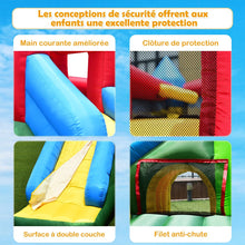 Load image into Gallery viewer, Château Gonflable 4 en 1 pour Enfant 3-10 Ans avec Toboggan Aire de Saut Mur d’Escalade Panier de Basketball -