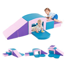 Load image into Gallery viewer, 6 Blocs d’Escalade en Mousse Jeu d’Escalade pour Tout-Petits Jeu d’Activité d’Escalade Coloré Tunnel Escaliers et Rampe pour 12+ Mois Coloré/Bleu/Violet -