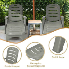 Load image into Gallery viewer, Chaise Longue Pliable Dossier Inclinable à 5 Positions avec Roues Intégrées pour Terrasse Jardin Piscine 150 kg Gris/Blanc/Bleu -