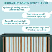 Load image into Gallery viewer, Dream on Me Lucas Mini Modern Crib with Rounded Spindles I Convertible Crib I Mid - Century Meets Modern I Portable Crib