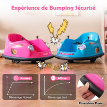 Load image into Gallery viewer, Auto-tamponneuse Electrique 12V pour Enfants Alimentée par Batterie Télécommande Lumières LED Musique pour les 2-5 Ans Rose/Rouge/Bleu -