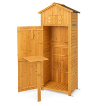 Load image into Gallery viewer, Armoire de Jardin en Bois Impermable avec Toit Abri de Jardin avec Table Pliable tagres et 8 Crochets 75x50x180,5CM -