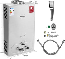 Load image into Gallery viewer, 20LPM Chauffe-eau Gaz, 40KW Chauffe-eau Instantané GPL avec Pression d'Eau Requise Très Faible de 0,1 Bar pour la Douche et à la Demande, Fonctionne au Butane et Propane