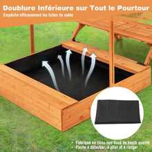 Load image into Gallery viewer, Bac à Sable en Bois pour Enfants avec Couvercle Aire de Jeux avec Table Sensorielle Pliable &amp; Banc Parasol Ajustable pour 3+ Ans Naturel -