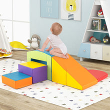 Load image into Gallery viewer, 6 Blocs d’Escalade en Mousse Jeu d’Escalade pour Tout-Petits Jeu d’Activité d’Escalade Coloré Tunnel Escaliers et Rampe pour 12+ Mois Coloré/Bleu/Violet -