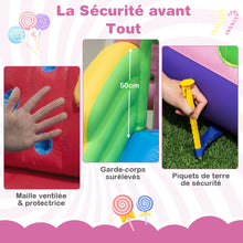 Load image into Gallery viewer, 9 en 1 Ch芒teau Gonflable en Forme Bonbons avec Toboggan Maison de Saut Gonflable avec Pistolet  Eau Charge 90kg pour 2 Enfants de 3-10 Ans -
