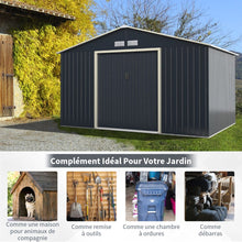 Load image into Gallery viewer, Abri de Jardin en Mtal 8,67 銕340 x 255 x 210 cm avec 2 Portes Coulissantes Verrouillables 4 Trous d橝ration Gris pour Vlo -