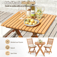 Load image into Gallery viewer, Ensemble Bistrot d'Extérieur en Bois d'Acacia Ensemble de Chaises Pliantes et Table Coussins de Siège Sans Accoudoirs à Dossier Haut Blanc -