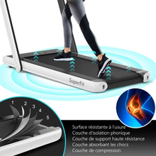 Load image into Gallery viewer, 2 en 1 Tapis de Course Electrique Pliable 1  12 Km/H avec Haut-parleur Bluetooth Tlcommande Moteur 0,75HP Vert/Blanc/Noir/Rouge/Or/Noir et Argent/Bleu -