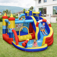 Load image into Gallery viewer, Ch芒teau Gonflable Style Bateau avec Toboggan Incurv Zone de Saut Mur d'Escalade avec Gonfleur 450 W -