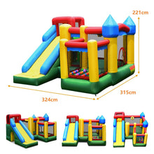Load image into Gallery viewer, Ch芒teau Gonflable 4 en 1 pour Enfant 3-10 Ans avec Toboggan Aire de Saut Mur d橢scalade Panier de Basketball -