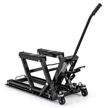 Load image into Gallery viewer, Cric Hydraulique pour Moto Capacité de 680 kg Table Élévatrice Moto Plateforme Réglable en Hauteur sur 3 Niveaux Rouge/Noir -