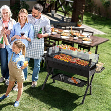 Load image into Gallery viewer, Barbecue  Charbon de Bois Gril au Charbon de Bois en Acier Inoxydable avec Pare-vent Supports d'Assaisonnement tagre de Rangement Marron -