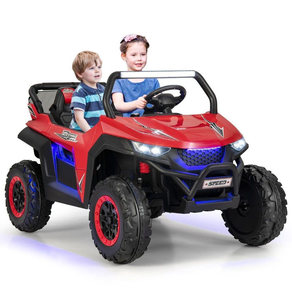 Voiture électrique Enfant 12 V Télécommande pour 3-8 Ans 2 Vitesses Ressort de Suspension Charge 59KG 118x74x71CM Noir/Rose/Rouge -