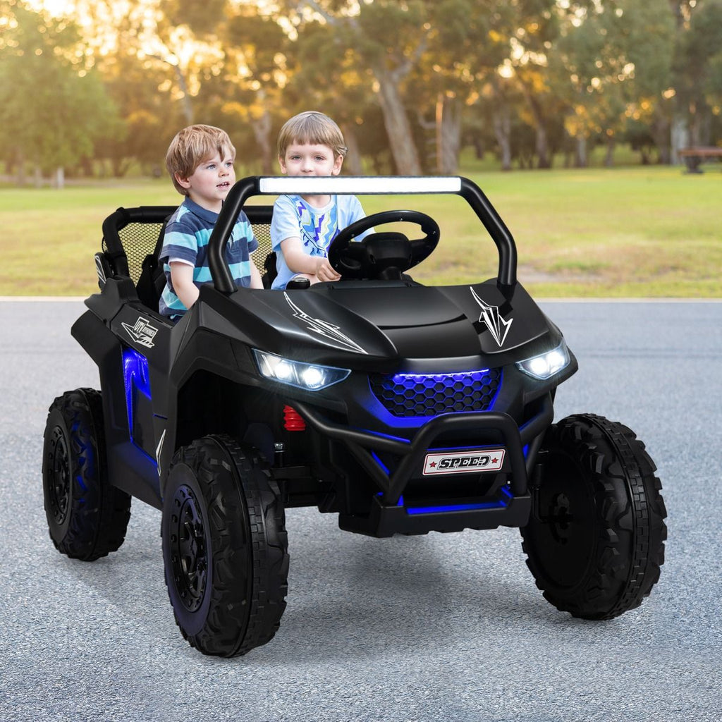 Voiture lectrique Enfant 12 V Tlcommande pour 3-8 Ans 2 Vitesses Ressort de Suspension Charge 59KG 118x74x71CM Noir/Rose/Rouge -